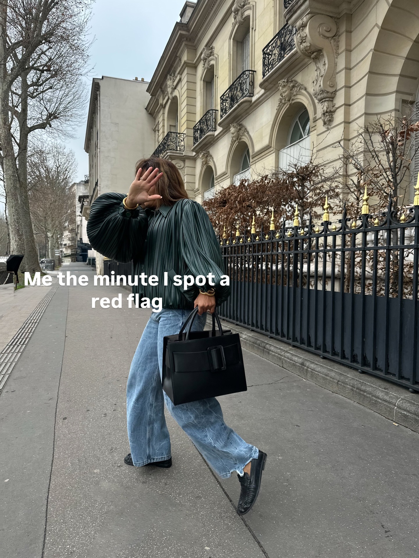 Woman in jeans and ruched loafers