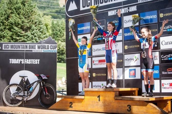 Kate Courtney on the Mont-Saint-Anne podium