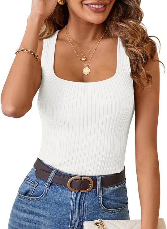 MEROKEETY, Ribbed Tank Top