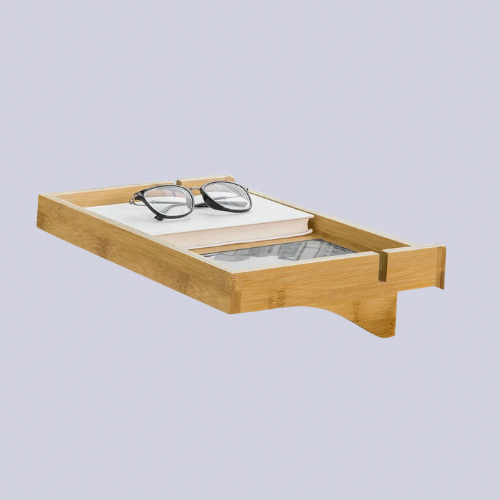 Detachable bamboo bedside tray table