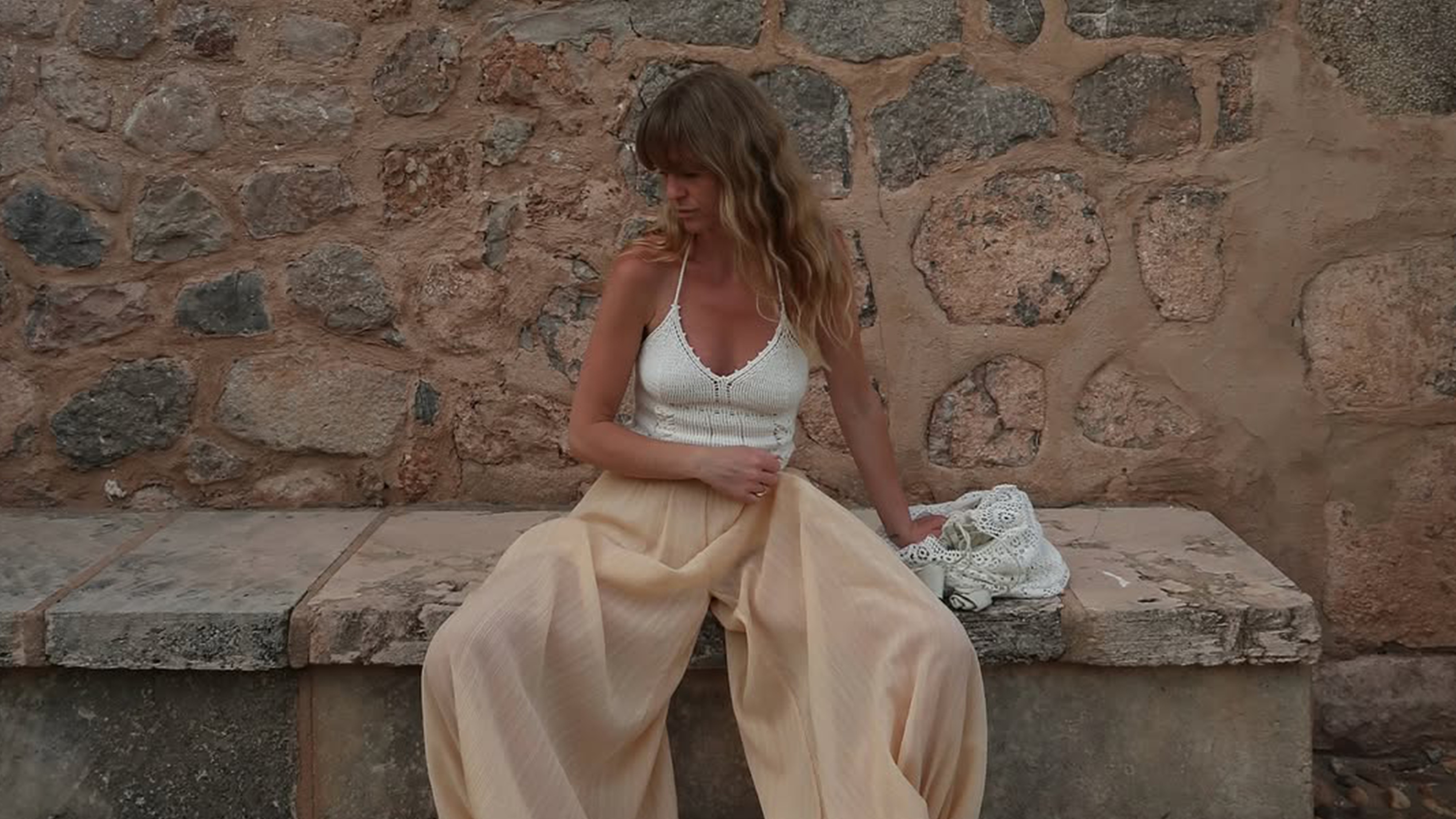 Jeanette Madsen wearing Zara Balloon Pants in Mallorca