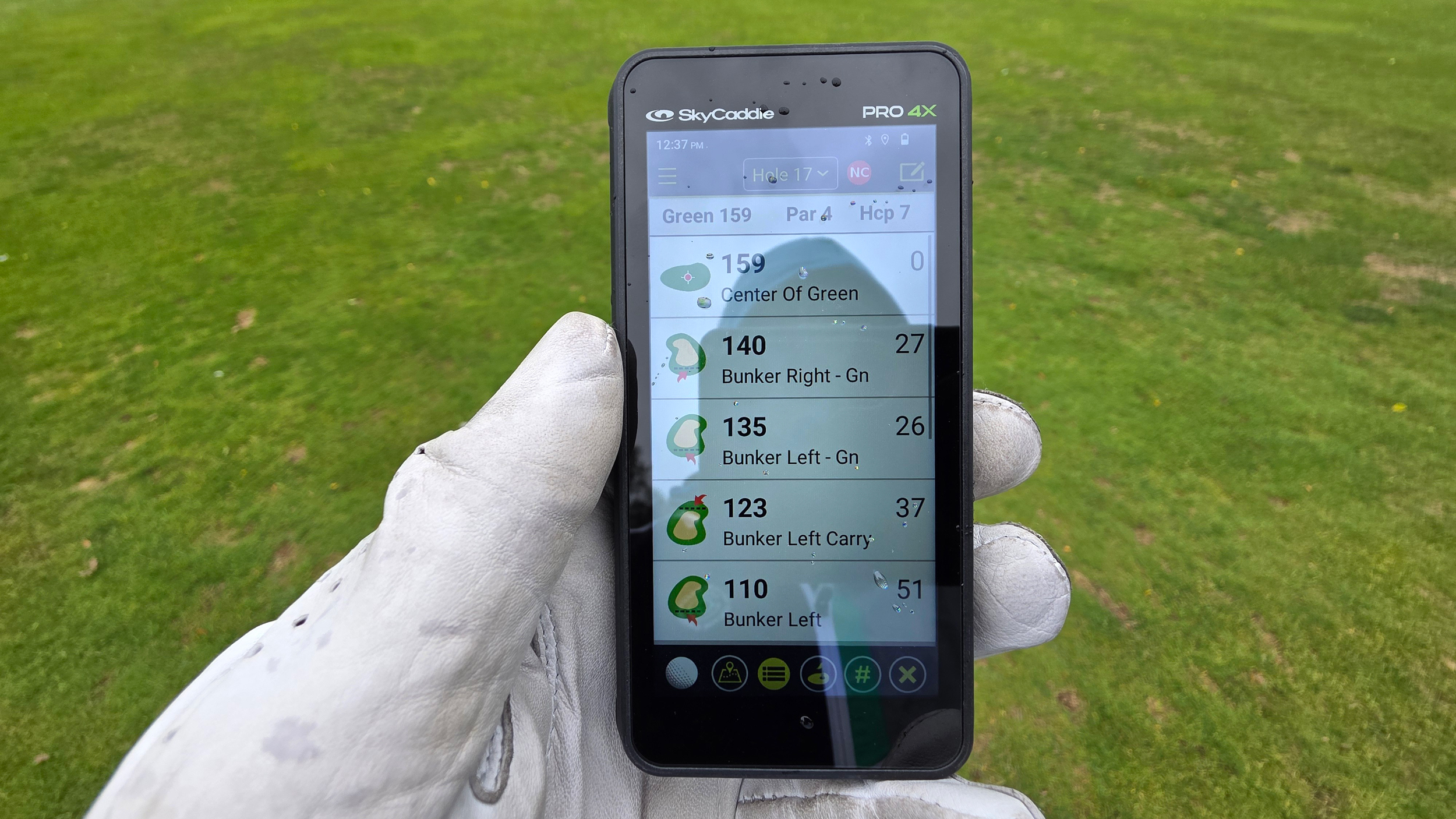 skycaddie pro 4x hazard list screen
