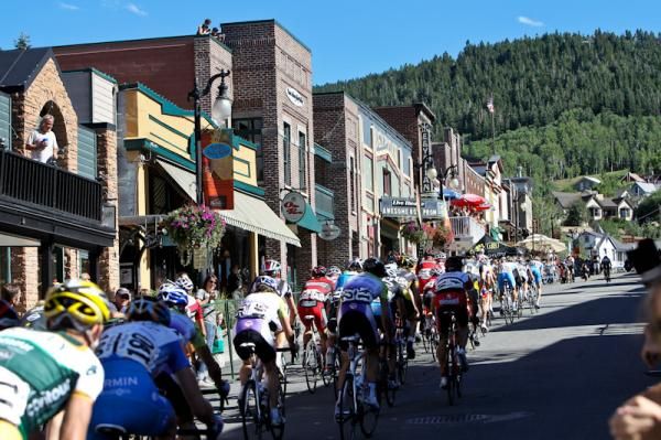 Riders tackle the steep climb on Main Street.