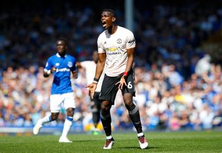 Paul Pogba endured a frustrating afternoon at Everton