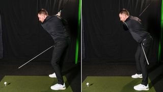 PGA pro Gareth Lewis demonstrating a drill to improve your hip rotation