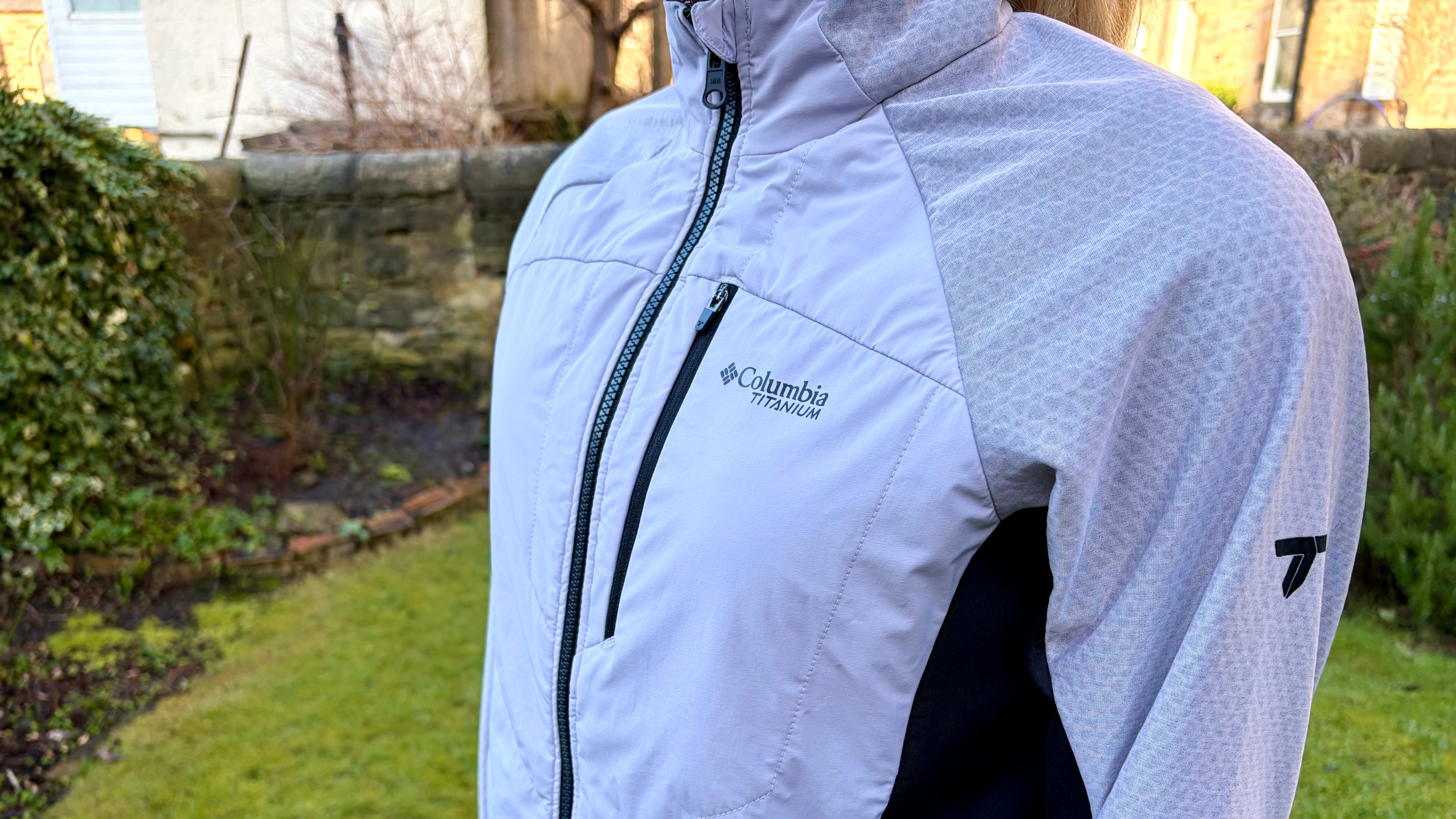 Jessica wearing the Columbia Arctic Crest Hybrid Technical Fleece Jacket