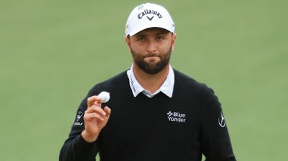 Jon Rahm after making a birdie during the third round of the 2022 Masters