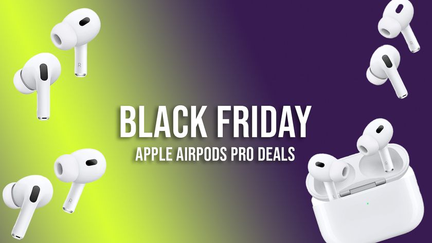 Three pairs of AirPods with a Cyclingnews Black Friday logo overlaid