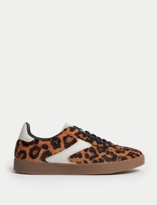 Leather Leopard Print Trainers