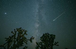 A Perseid meteor viewed from roughly 30 miles (50 kilometers) outside of Las Vegas in 2021.