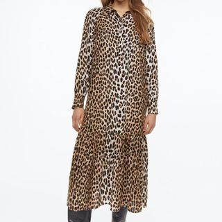 H&M leopard print shirt dress