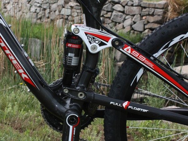 Trek's Full Floater suspension design puts both shock ends on dynamic pivots for more control over spring rate.