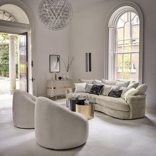 living room with white wall and French window