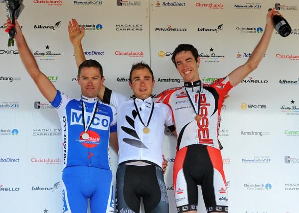 Elite Men&rsquo;s Podium Jeremy Yates (Mico Protrain) James Williamson (Pure Black Racing) and Jeremy Vennell (Bissell Pro).