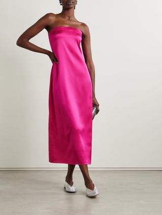 LA LIGNE, Strapless Silk-Satin Midi Dress