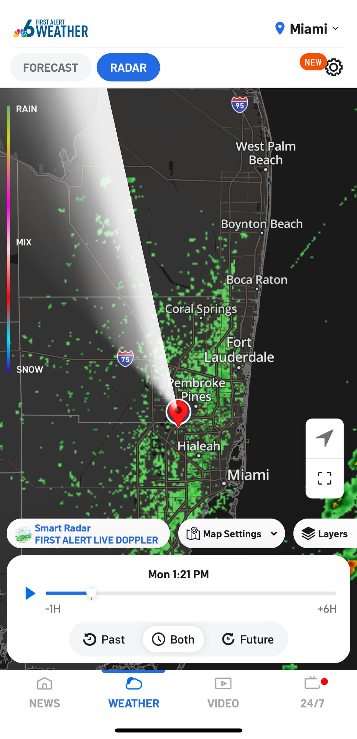 Screen show of weather radar