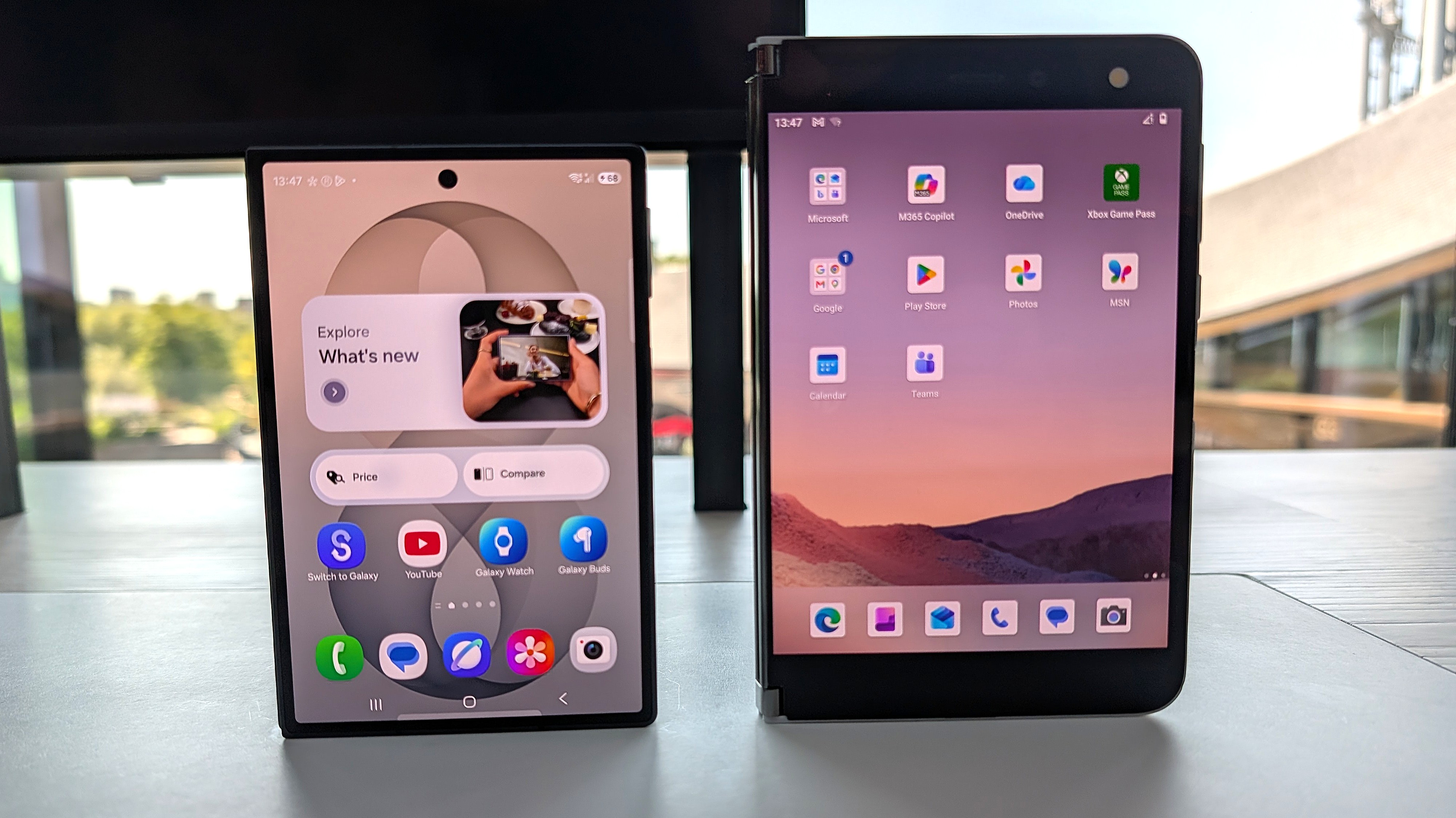 Surface Duo and Galaxy Z Fold 8 side by side