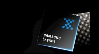 Samsung Exynos chip on black background