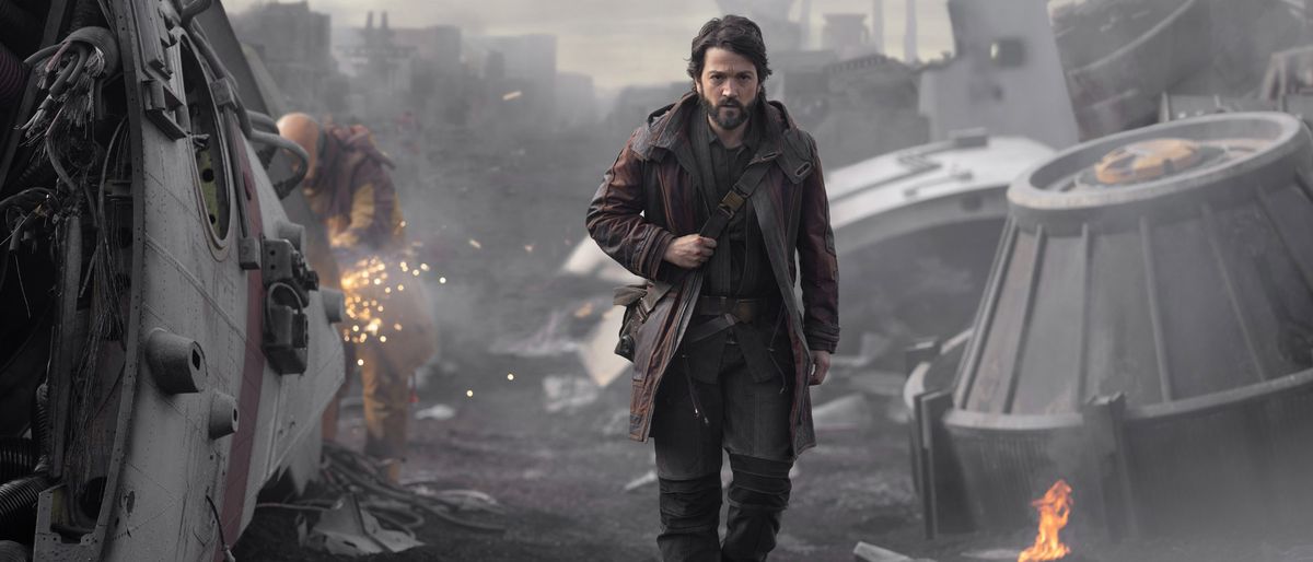 Cassian Andor makes his way through a Ferrix scrapyard in his Star Wars Disney Plus show