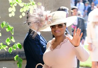 US presenter Oprah Winfrey arrives for the wedding ceremony of Britain's Prince Harry, Duke of Sussex and US actress Meghan Markle at St George's Chapel, Windsor Castle, in Windsor, on May 19, 2018. (Photo by Ian West / POOL / AFP) (Photo credit should read IAN WEST/AFP via Getty Images)