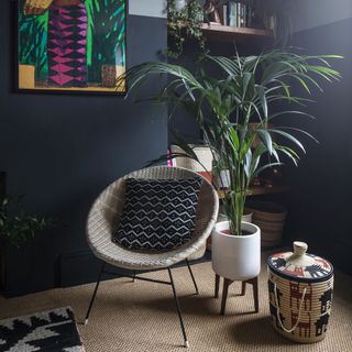 House Carey Mann Dark painted living room tropical maximalist style houseplants