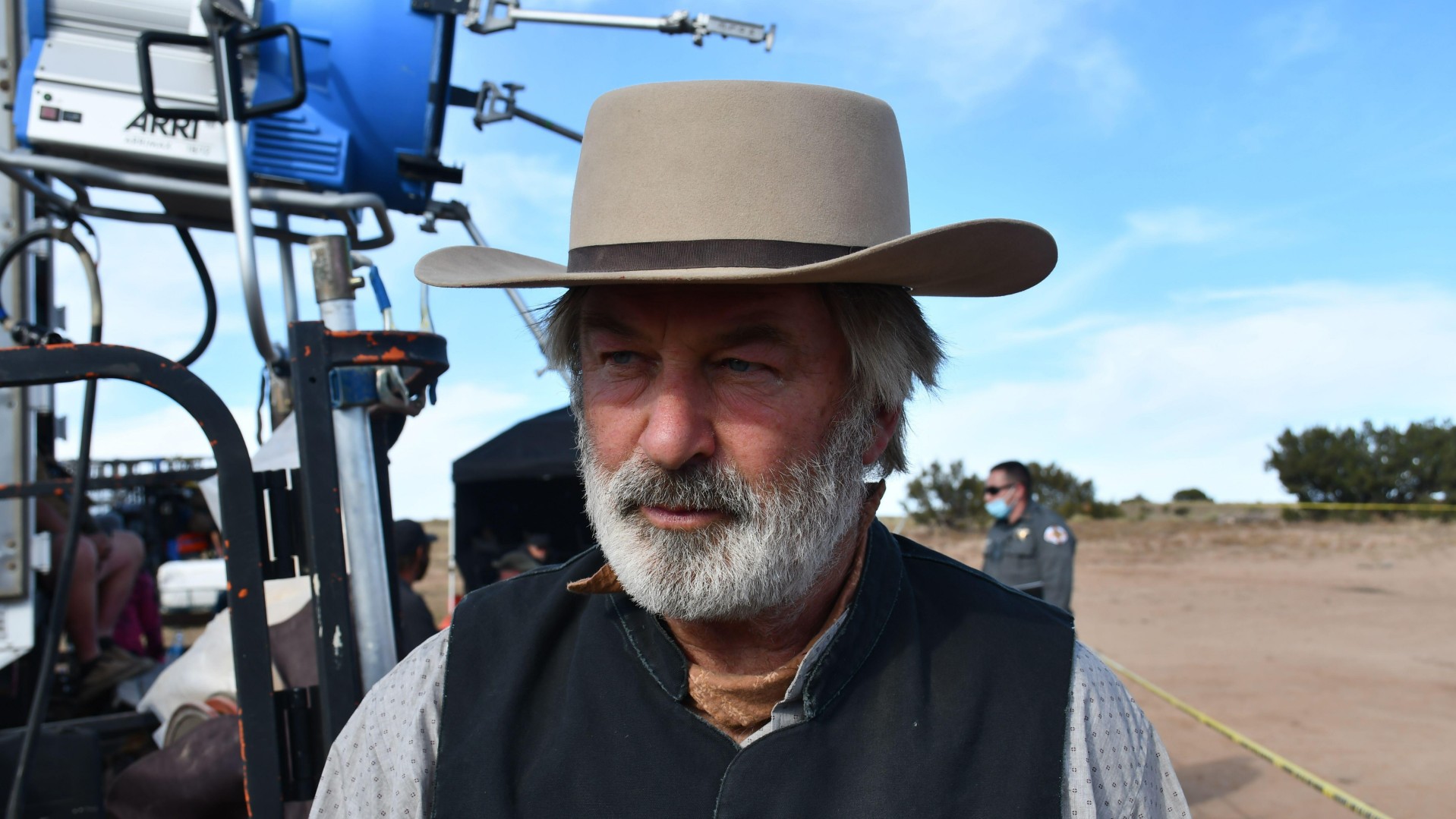 Alec Baldwin on the set of Rust