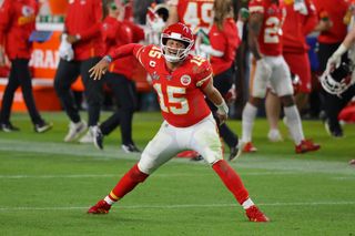 Patrick Mahomes celebrates the Kansas City Chiefs&#039; Super Bowl LIV victory on Feb. 2, 2020.