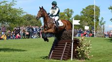 Sam Watson and Bushman clear a skinny brush fence at Badminton, which is one of the most popular horse trials of the spring eventing season.