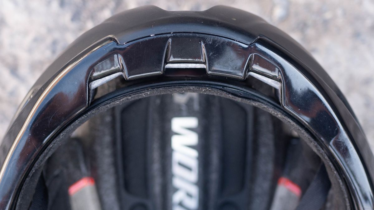 A close up detail of one of the best road bike helmets