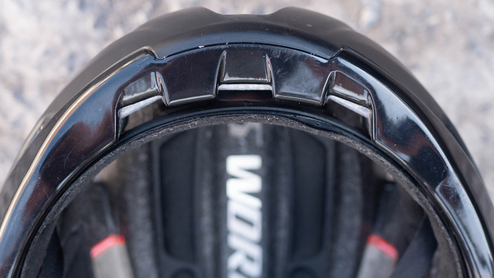 A close up detail of one of the best road bike helmets