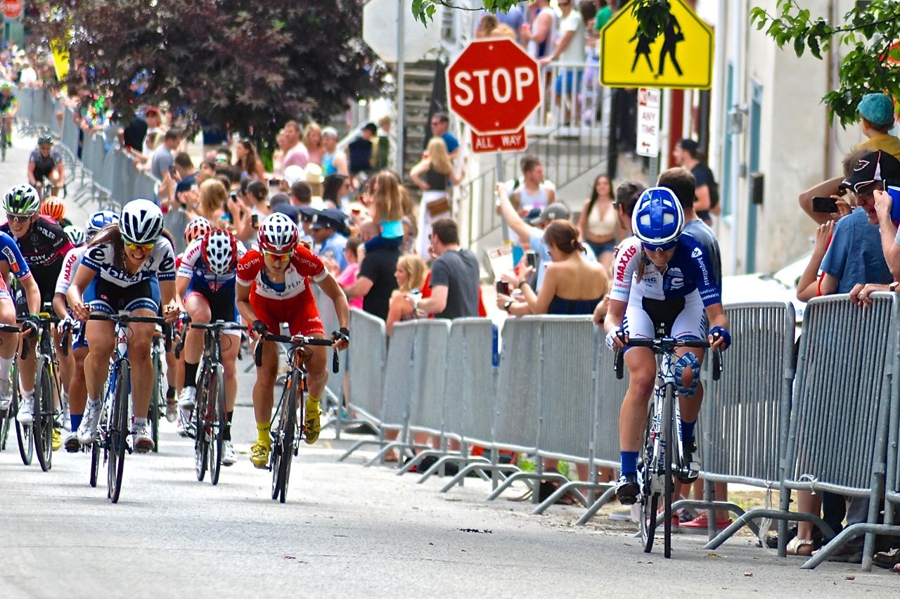 Katie Hall (Unitedhealthcare) puts in a brave attack on the final climb