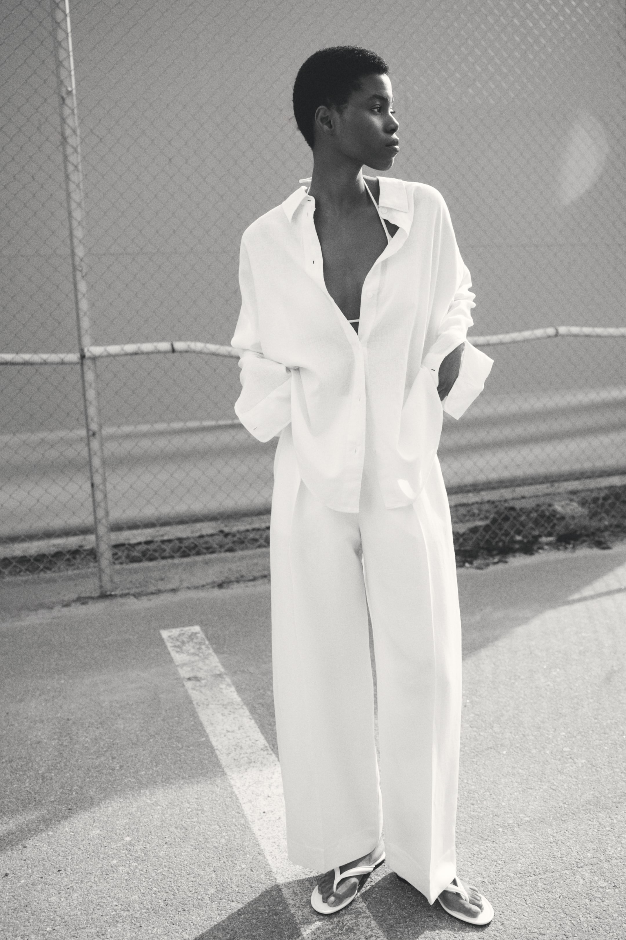 Dolman-Sleeved Linen-Blend Shirt