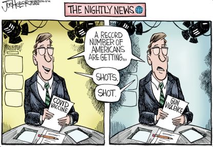 Editorial Cartoon U.S. covid vaccines mass shootings
