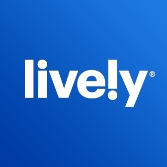 Lively logo against blue background.