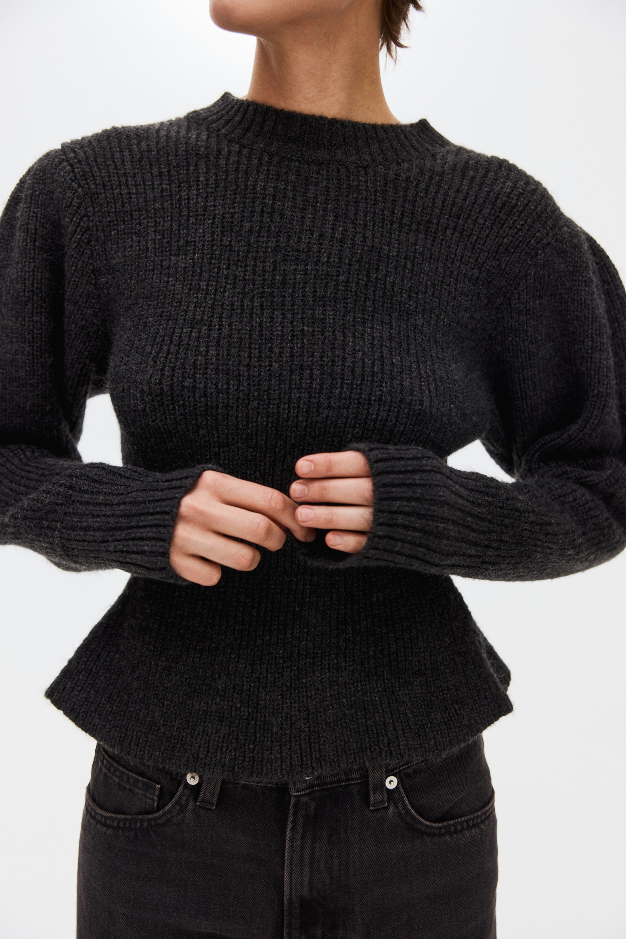 Peplum Jumper - Dark Gray Melange