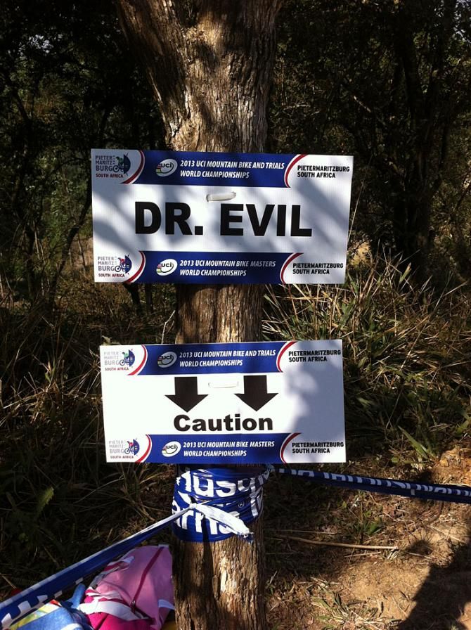 A sign advised caution near the Dr. Evil section. We wonder if there is any connection with the Dr. Evil who designs the Cape Epic courses.