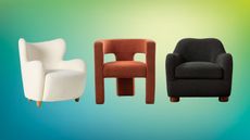a selection of boucle accent chairs