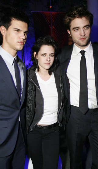Taylor Lautner, Kristen Stewart and Robert Pattinson at the New Moon LA premiere after party
