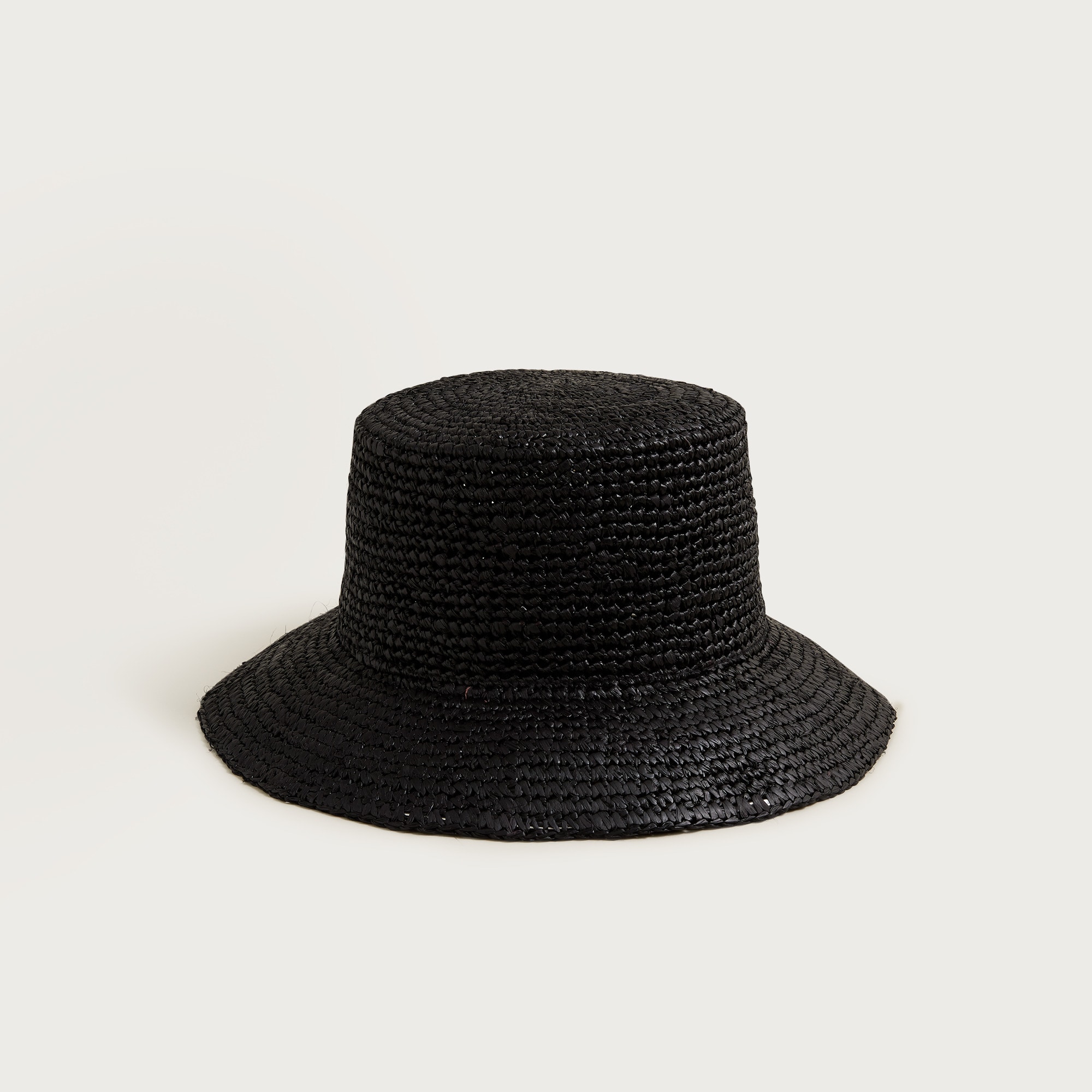 Wide-Brim Raffia Bucket Hat