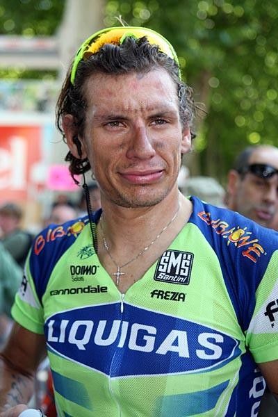 Pozzato was mad about his hair all messy and then he lost the sprint, too.
