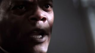 A close up of Samuel L Jackson yelling