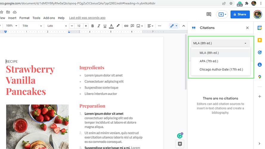 How to automatically insert a bibliography in Google Docs
