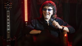 Tony Iommi speaks during the launch of his new album "From The Dark" on July 29, 2026 in Birmingham, England.