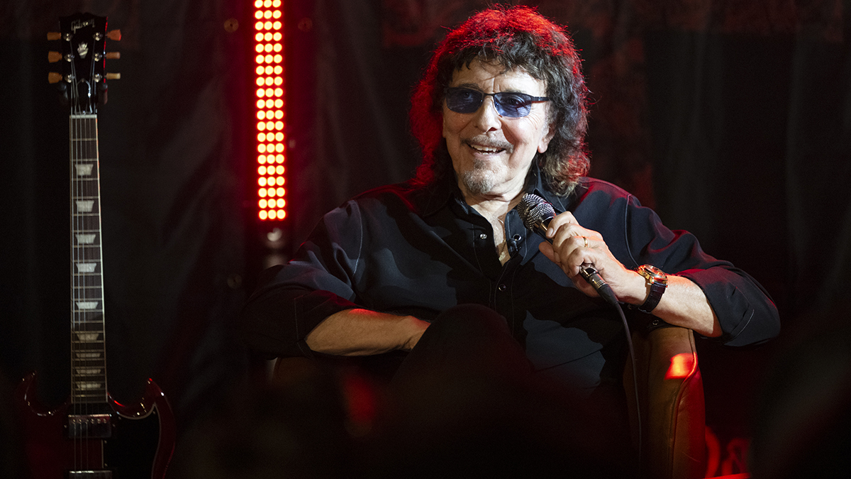 Tony Iommi speaks during the launch of his new album "From The Dark" on July 29, 2026 in Birmingham, England.
