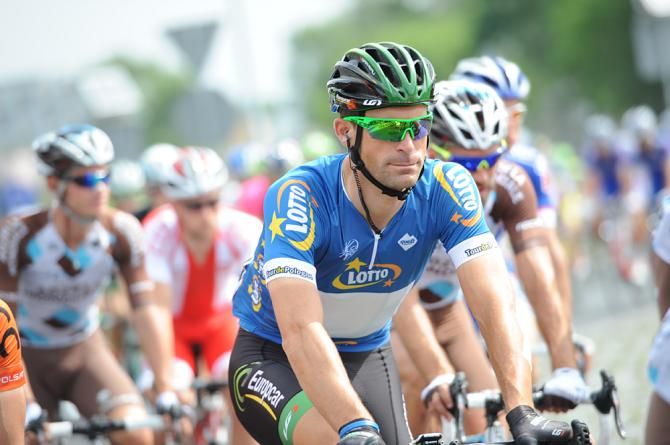 Jimmy Engoulvent of Team Europcar leads the sprint classification