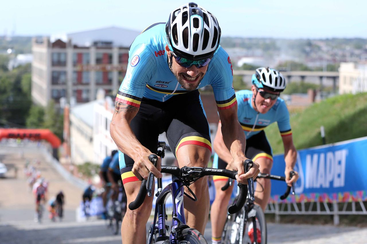 Tom Boonen (Belgium) plays it up for the camera