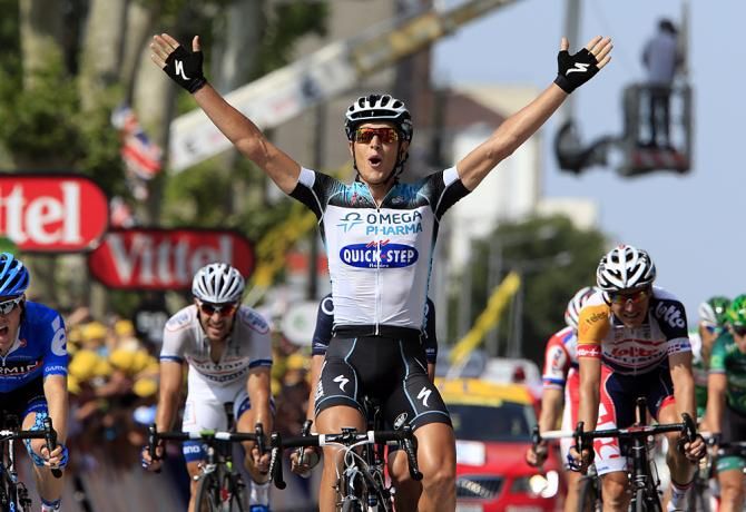 Matteo Trentin was overjoyed to get his first pro win in Lyon
