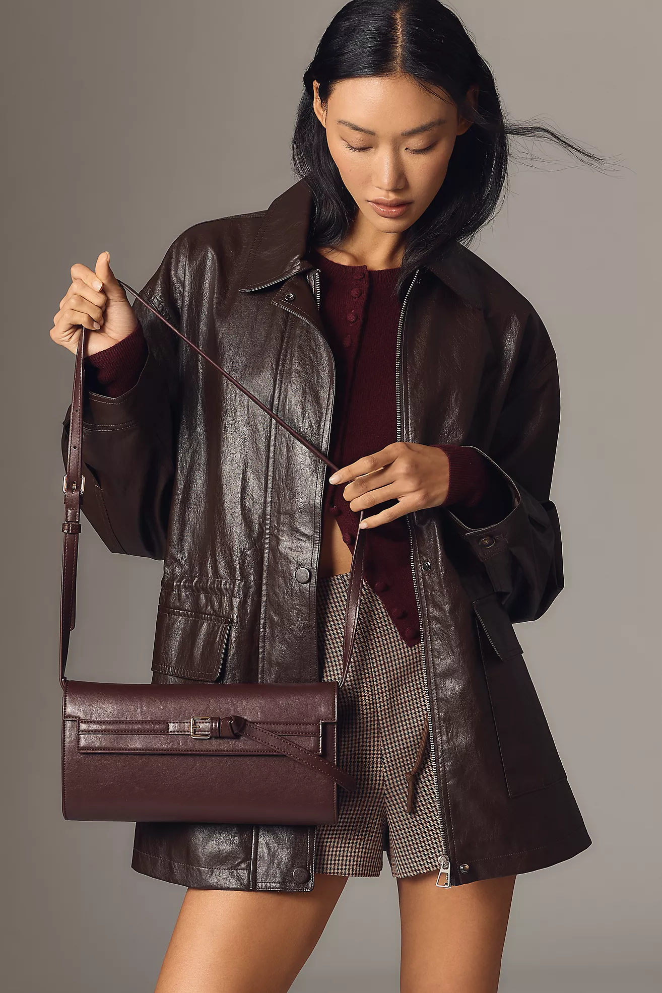 By Anthropologie Cinched-Waist Faux Leather Jacket