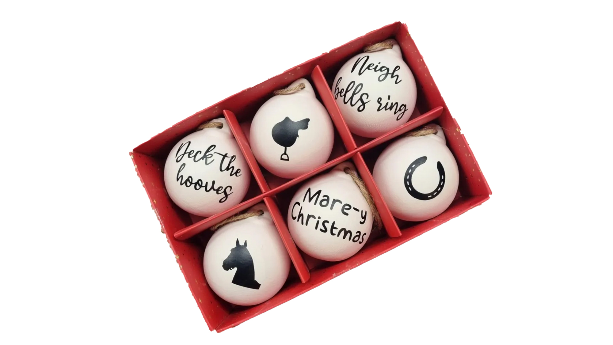 Horse themed ceramic baubles &amp;ndash; 6 pack