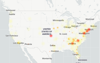 Downdetector heatmap for Verizon outage on 9/30